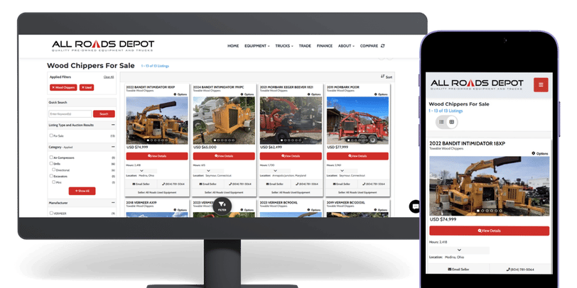 AllRoadsDepot.com website mock-up for desktop and mobile